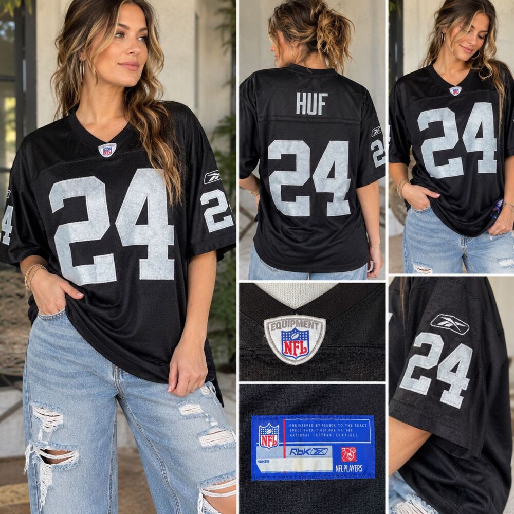 Reebok NFL Football Jersey HUF #94 Black Silver Mesh Reebok NFL On-Field